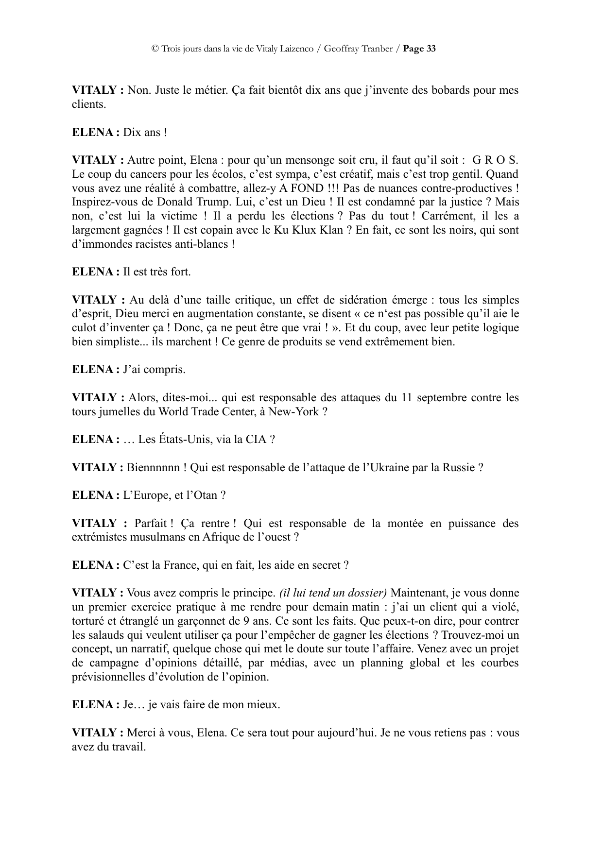 Trois jours dans la vie de Vitaly Laïzenco - page du manuscrit 33 / 34